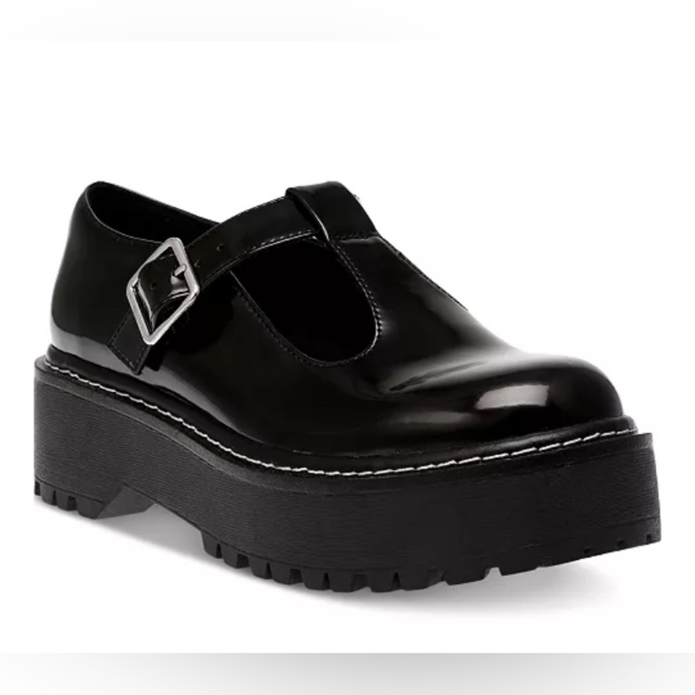 Wild Pair Amalie T-Strap Mary Jane Flats Black